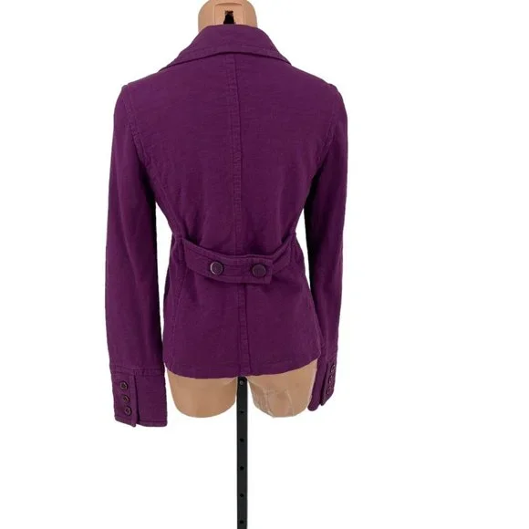 Dex Double Breasted Blazer Jacket Womens size Small Pet Fitted Dress Coat Purple - Picture 2 of 8